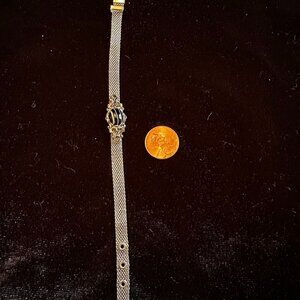 Silver Watch Style bracelet with accent stone